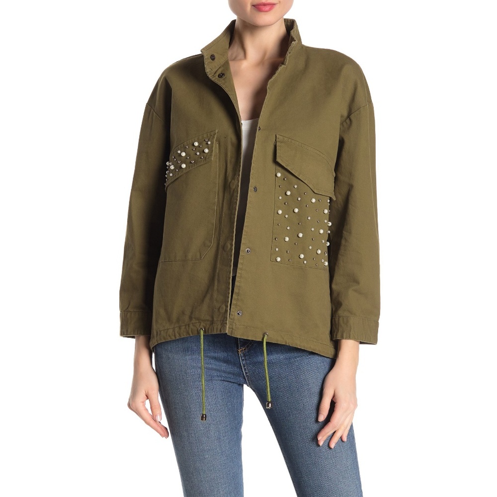 Lea & Viola Pearl Detail Camo Jacket